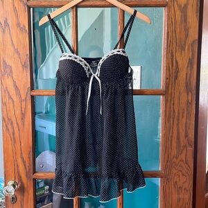 APT 9 Sheer Polkadot Babydoll Chemise Lingerie, Size Med, EUC